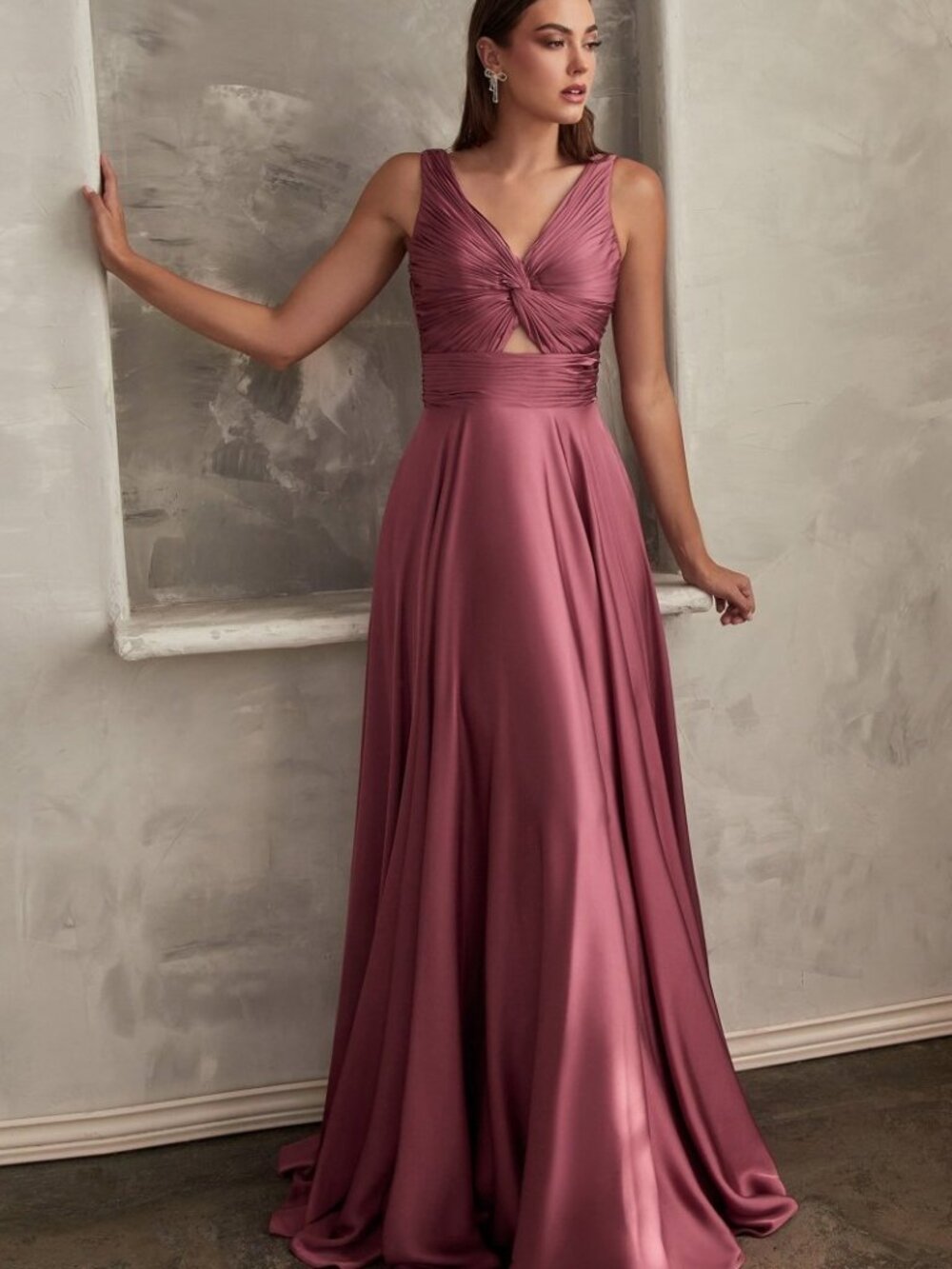 NEW MAUVE ROSE Evening Gown Floor Length Formal Elegant Stunning 7497